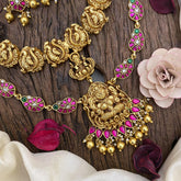 Vriksham Lakshmi Pendant Jadau Kundan Neckpiece-Gold Bead-J2575